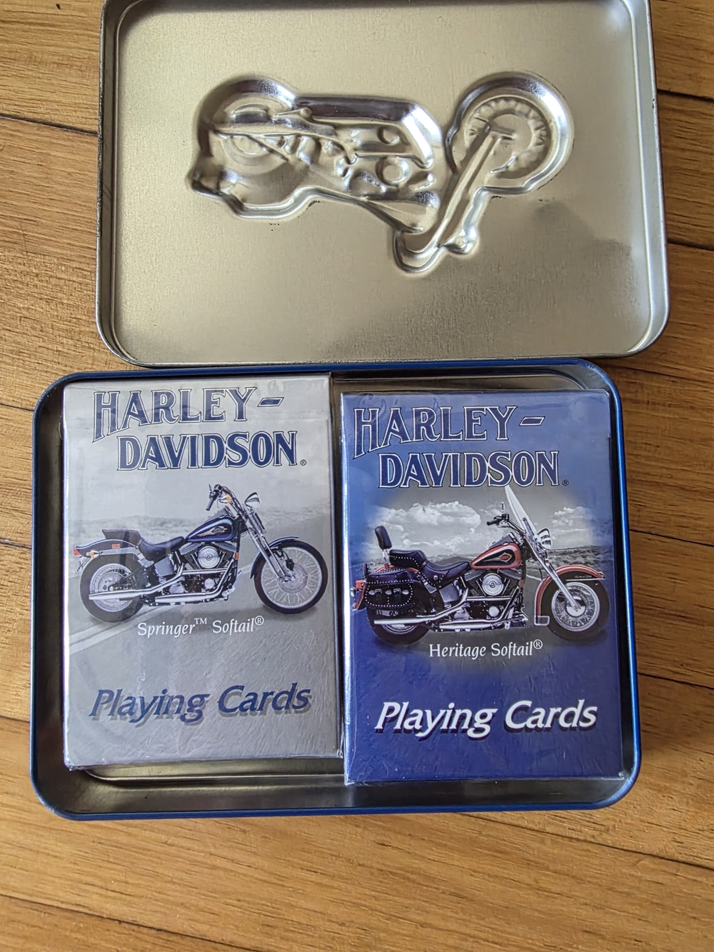 Harley-Davidson Blue & Silver Playing Cards Tin Set